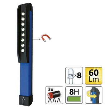 Фонарик с магнитной вставкой JBM (8LED/60Lm/3xAAA) (52582) Фонарик с магнитной вставкой JBM (8LED/60Lm/3xAAA) (52582)