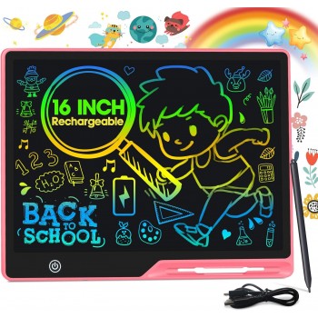 Графічний LCD планшет Poperfun для малювання Writing Tablet 16 дюймів LCD Pink (CR2028) Графічний LCD планшет Poperfun для малювання Writing Tablet 16 дюймів LCD Pink (CR2028)
