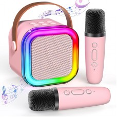 Портативна колонка TAEMVV K12 з RGB-підсвіткою та 2 мікрофонами Pink (R-3101)