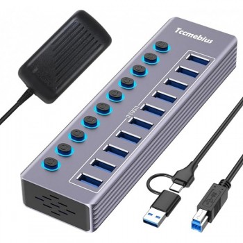 USB-хаб Tccmebius TCC-T310U USB 3.0 10 портів з блоком живлення Grey (R3642) USB-хаб Tccmebius TCC-T310U USB 3.0 10 портів з блоком живлення Grey (R3642)