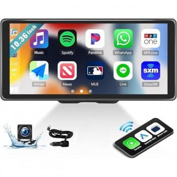 Автомобільний монітор CAMECHO 10,36-дюйма Full HD з підтримкою CarPlay та Android Auto, мультимедійний плеєр Black (R3740) Автомобільний монітор CAMECHO 10,36-дюйма Full HD з підтримкою CarPlay та Android Auto, мультимедійний плеєр Black (R3740)