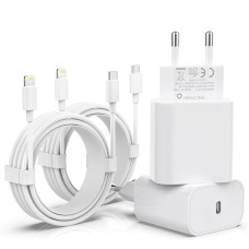 Комплект Зарядний пристрій GEJIN ‎CA-15T-F  з швидкою зарядкою 25 Вт USB-C - Lightning для Apple iPhone 2 шт. White (R3924)