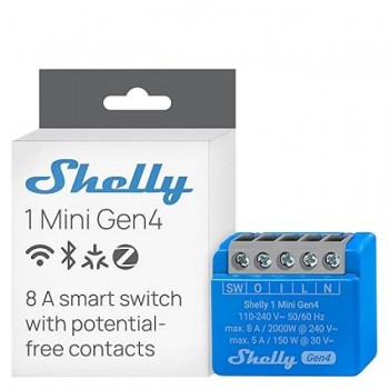 Розумний релейний перемикач із сухими контактами Shelly 1 Mini Gen4 1 канал 8A Blue (R4391130820250) Розумний релейний перемикач із сухими контактами Shelly 1 Mini Gen4 1 канал 8A Blue (R4391130820250)