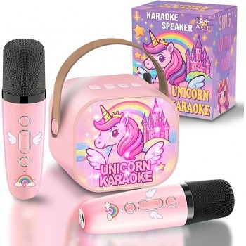 Бездротова колонка караоке з двома мікрофонами GirliGlee P2 Pink (R4748131820250)